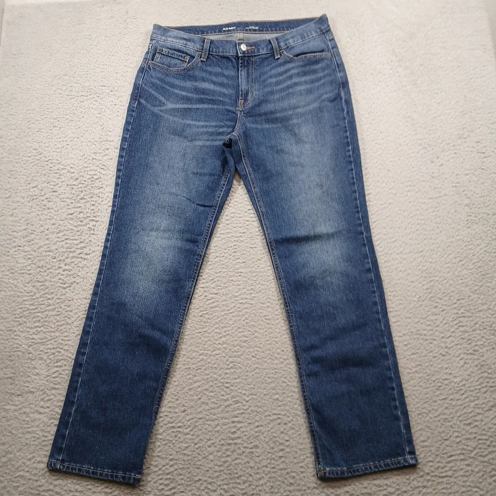 Old Navy Wow Boyfriend Jeans Womens 12 Mid-Rise Medium Wash Straight‎ Denim EUC